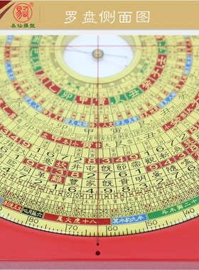 优选易仙强磁针7寸2综合23层罗盘红电木三元三合高精度罗庚盘中式