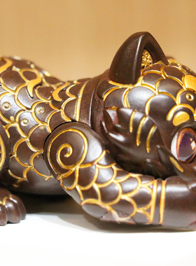 河北博物院文创错金银虎噬鹿明盒客厅桌面摆件