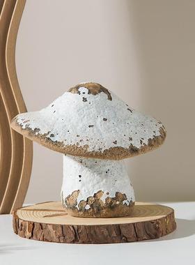 侘寂凤复古做旧家居饰品蘑菇桌面摆件陶瓷民宿客厅创意艺术装饰品