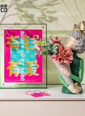 ideaco捧花女孩摆件乔迁开业节日礼物玄关酒柜摆设轻奢花瓶装饰品