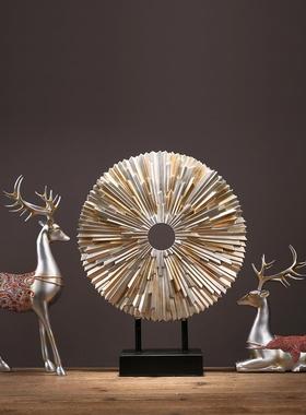 新中式玄关树脂摆件酒柜家居摆设欧式样板房客厅电视柜轻奢装饰品