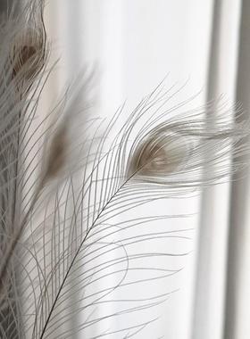 ins风米白色孔雀毛羽毛家居饰品耶诞装饰摆设软装设计店铺陈列