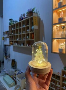 创意琉璃圣诞树盆栽办公室桌面摆件玻璃仿真绿植客厅假花装饰摆设