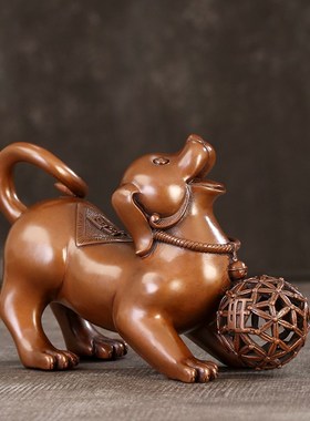 徽匠铜韵 纯g紫铜狗摆件家居装饰品狗年旺家犬家居工艺品摆件