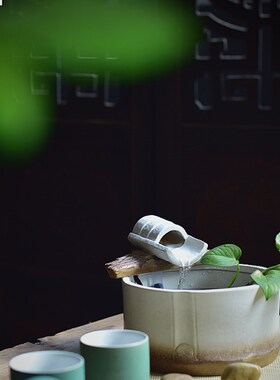 陶迷小型流水g器喷泉装饰品客厅办公室竹节创意造型装饰品摆件陶