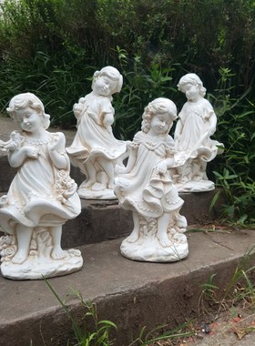 欧式玻璃钢人f物雕塑艺术品客厅户外落地摆设可定制作乡村小女孩