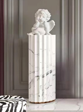 简约现代展示台底座o客厅玄关电视柜旁装饰圆柱摆台摆件底座雕塑