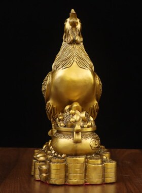 纯黄铜金鸡聚财摆件公鸡生肖鸡招财鸡家居办公室店铺开Z业礼品装