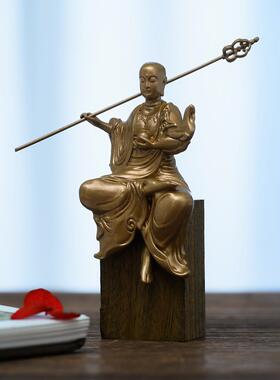 简易修持地藏菩萨铜像地藏菩萨坐像便携佛像小摆设书房茶室空间禅