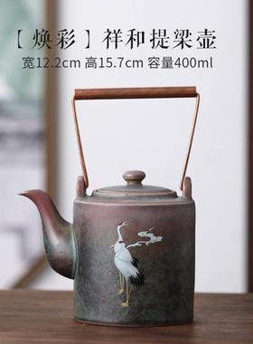 新中式茶室茶道博古架样板间复古艺术品高端装饰摆件铁茶壶茶叶罐