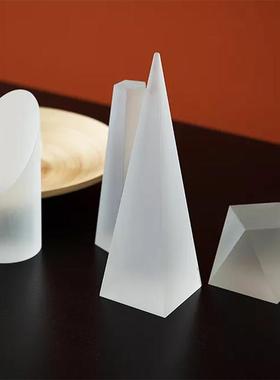 现代家居书柜电视柜酒柜装饰陈设品水晶圆球金字塔方柱几何体摆件