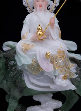 康盛汉白玉太上老君神像骑青牛道德天尊三清像居家供奉摆件