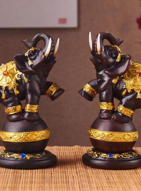 泰国大象站立幸运大象装饰品东南亚风格客厅装饰工艺品办公室桌面