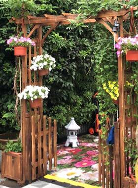 室外拱门爬藤花架防腐木庭院装饰门花园栅栏围栏门网格户外葡萄架