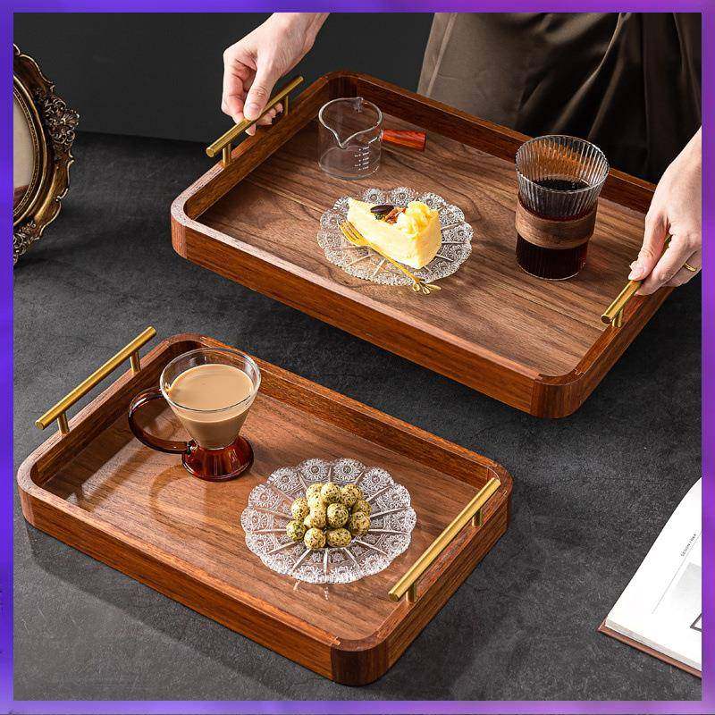 WG6Q木质托盘长方形家用茶杯实木点心盘早餐茶盘水杯子黑胡桃,淘宝优惠券,粉丝福利购,淘宝优惠卷