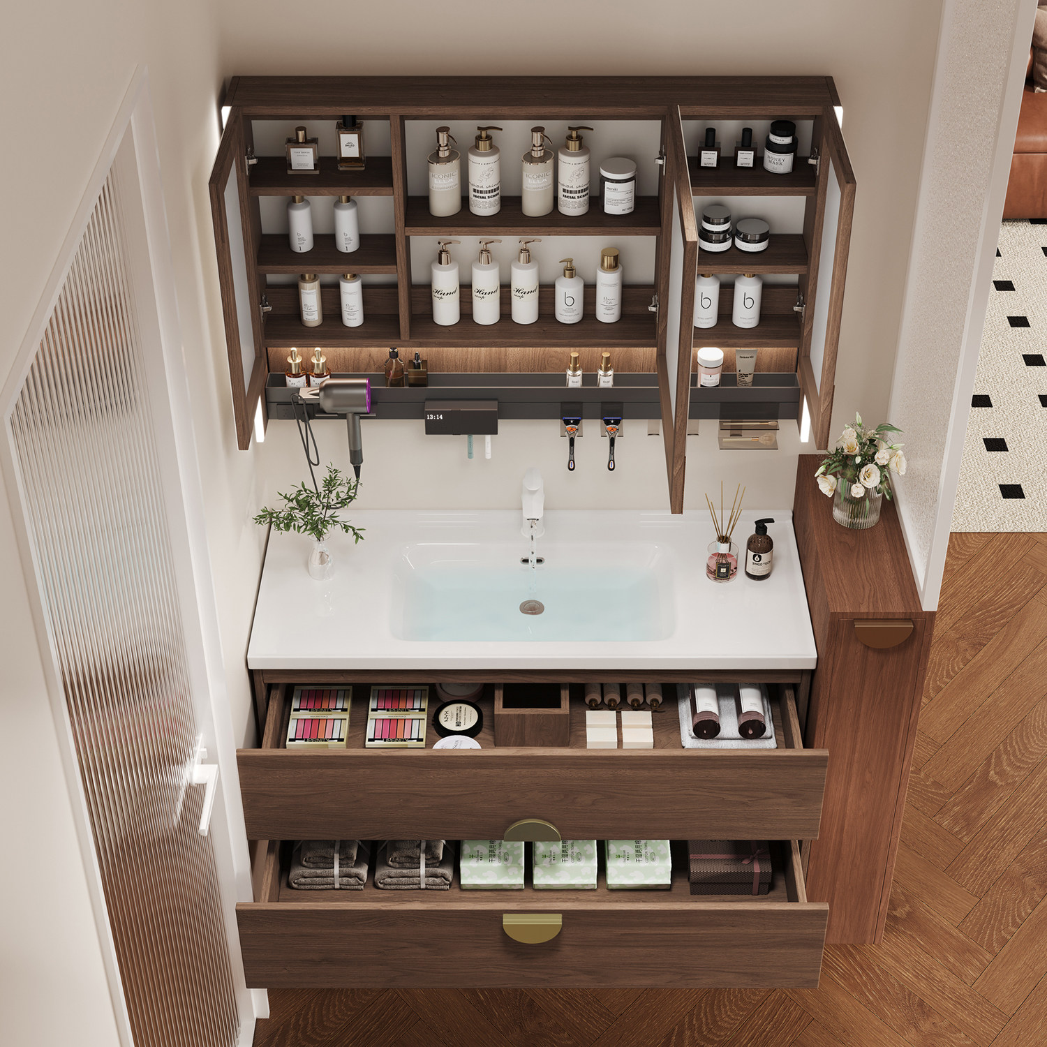 惠达现代中古风浴室柜组合陶瓷一体盆卫生间洗手洗脸盆池柜洗漱台,淘宝优惠券,粉丝福利购,淘宝优惠卷