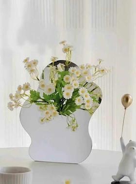 创意镜面相框花瓶ins风治愈系氛围感插花摆件客厅餐桌亚克力装饰