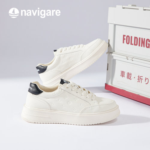 Navigare意大利小帆船真皮男鞋透气休闲板鞋2026春新款增高小白鞋 - 图1