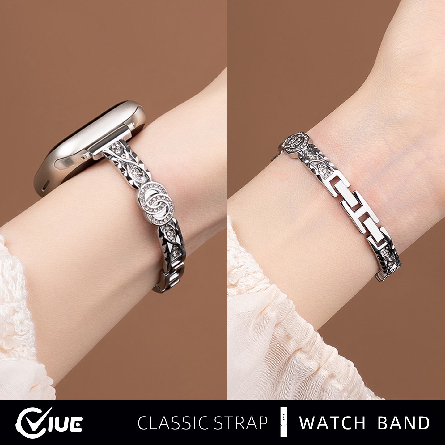 适用苹果iwatchs11手表带S10小香风手镯s8智能applewatch9手链S10金属7夏日S7女款S6代SE3高级感链腕带3配件 - 图1