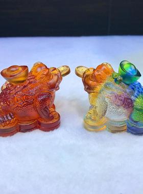 招财小金蟾摆件琉璃工艺品三足元宝金蟾蜍客厅家居装饰创意小礼品