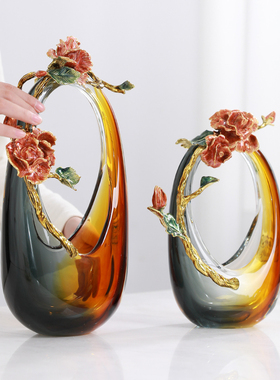 现代轻奢琉璃花瓶摆件p珐琅彩客厅玄关酒柜电视柜装饰家居饰品高