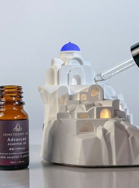 圣托里尼香薰小夜灯石膏全景氛围B卧室送女生生日新婚轻奢结婚礼