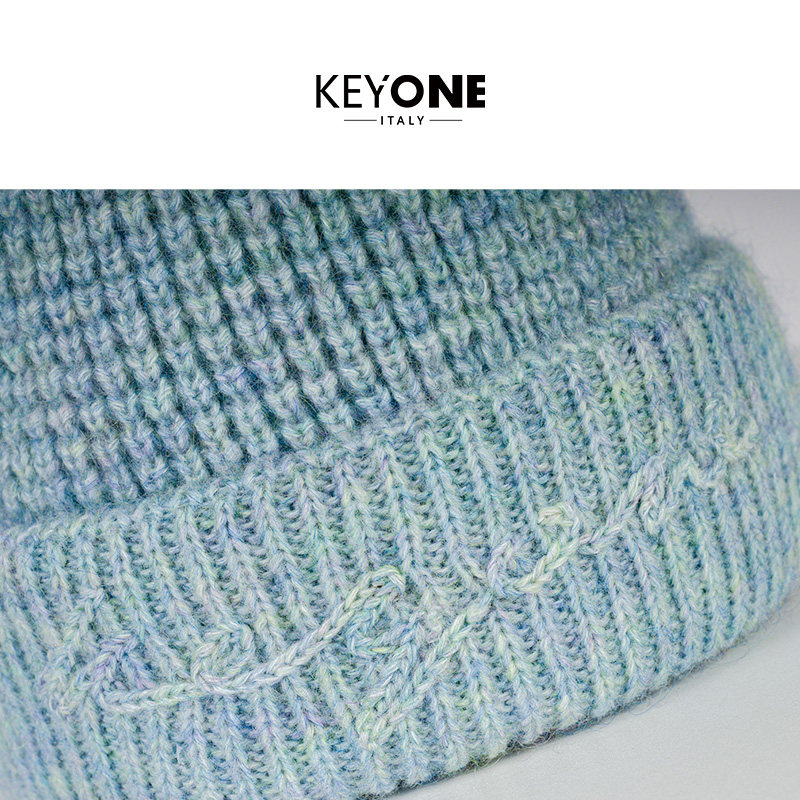 KEYONE针织毛线帽女秋冬休闲蓝色冷帽男女同款秋冬帽子含羊毛 - 图3