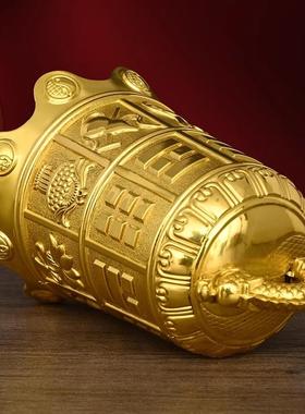 铜钟纯铜八宝摆件铜制八字地钟老式黄铜八卦挂钟高13公分八仙法器