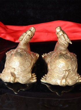 优选纯铜精工龙龟一对龙头龟身八卦金钱龟风水龟风水瑞兽招财桌面