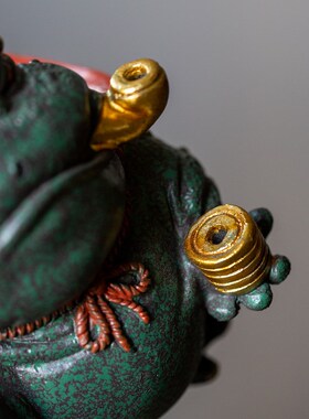 优选碌心青砂石掐指一算中式创意国潮逗兽记茶宠鱼缸造景桌面摆件