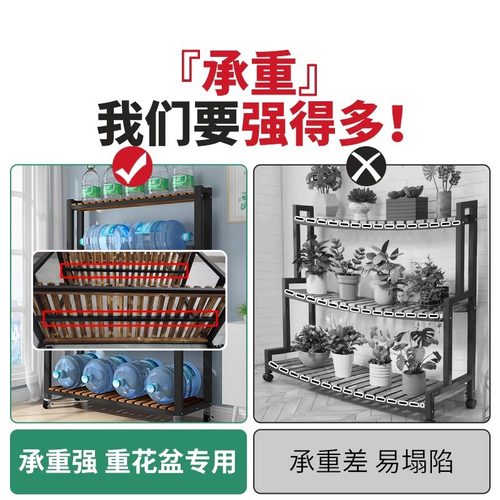 2024新款花架可移动带轮置物架阶梯客厅落地式多层花架子阳台室外 - 图2