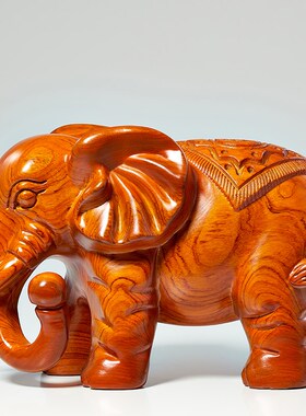 优选红木大象摆件一对实木质吸水象吸财如意象家居办公室店铺装饰