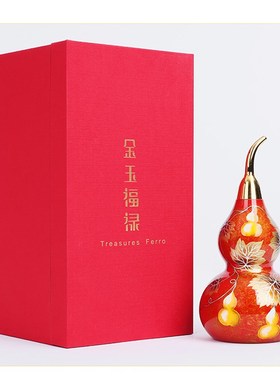 优选黄铜《五福临门》葫芦摆件中式家居客厅玄关电视柜装饰品摆设