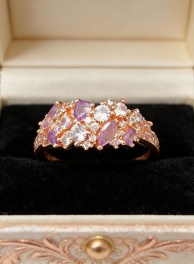 紫色满钻戒指新款爆款