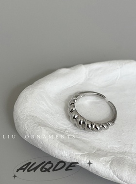 auQDE复古黑色麻花戒指