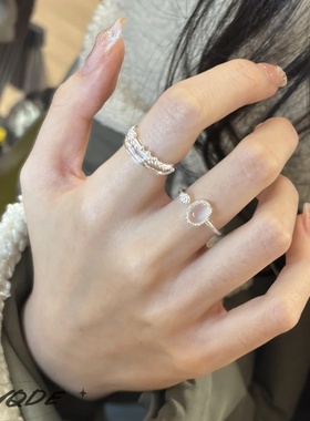 轻奢小众温柔月光石戒指