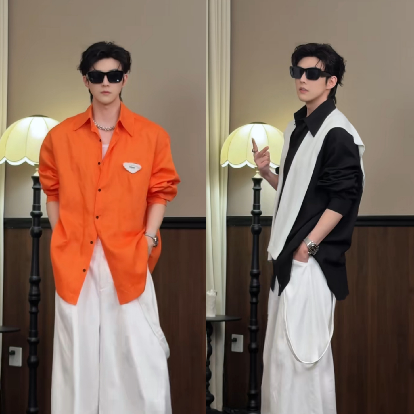 Spring retro casual men's long-sleeved breathable shirt