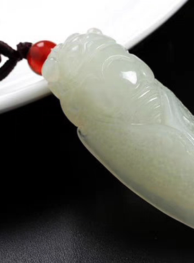 和田玉蝉吊坠一鸣惊人玉坠羊脂玉白玉知了籽料挂件蝉玉吊坠毛衣链