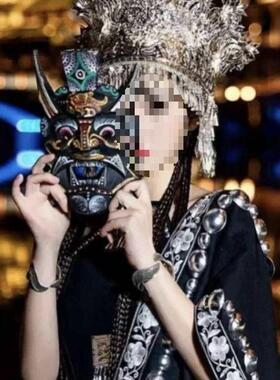 纯手工木雕傩戏道具彩绘面具手持co旅拍古风拍照表演装扮全脸面罩