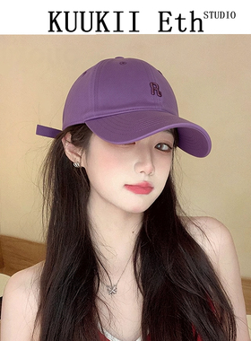明星同款新款R字母简约软顶棒球帽子女春夏透气网红减龄鸭舌帽男