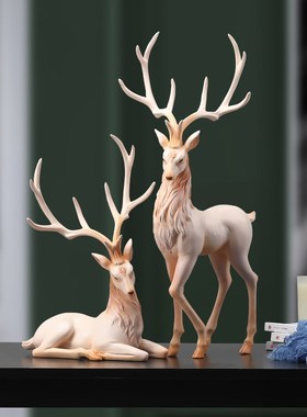 优选创意轻奢麋鹿客厅摆件家居饰品玄关办公室酒柜乔迁新居礼品工