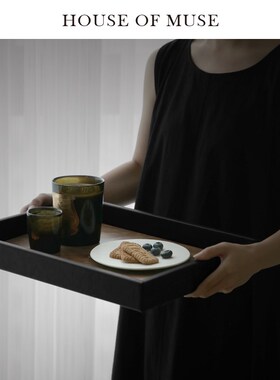 缪斯家 中古Ch@ne*天然果木皮托盘客厅卧室首饰盘家居高档收纳盘