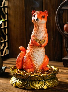 优选黄大仙真身像体神像摆件黄鼠狼雕像佛堂口黄财神招财家里桌面