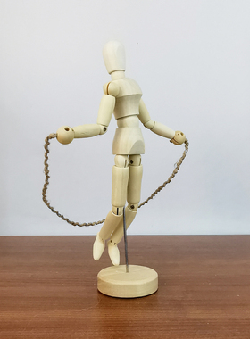 优选梧棣木人创意木人跳绳运动造型桌面摆件可爱体育人偶装饰