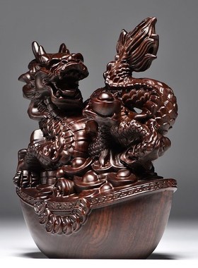 黑檀木雕龙摆f件实木十二生肖龙动物家居客厅办公室装饰工艺品送