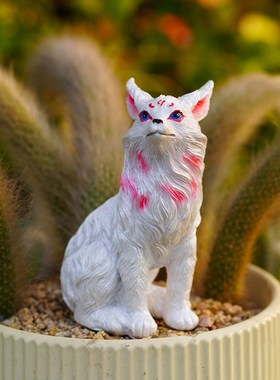 九尾狐多肉植物花盆造景摆件白狐狸猴尾柱微景观花园W天门冬装饰