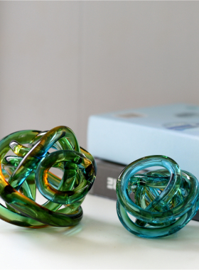 原单尾货彩色麻团创意琉璃摆件酒B店客厅艺术抽象玻璃装饰乔迁礼