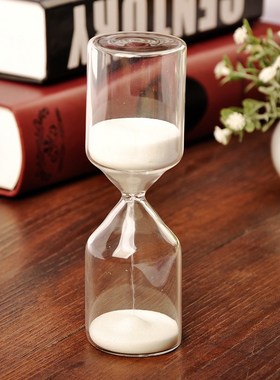 精致30分钟木座玻璃彩色沙漏计时器 时尚M创意礼物 精美摆件包邮