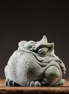 创意三足招财金蟾国潮蟾仙线香y插石蛤蟆鱼缸造景茶宠摆件开业送
