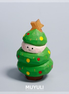 木雕圣诞老人玩偶情侣一对桌面A摆件创意儿童圣诞节小礼物闺蜜礼